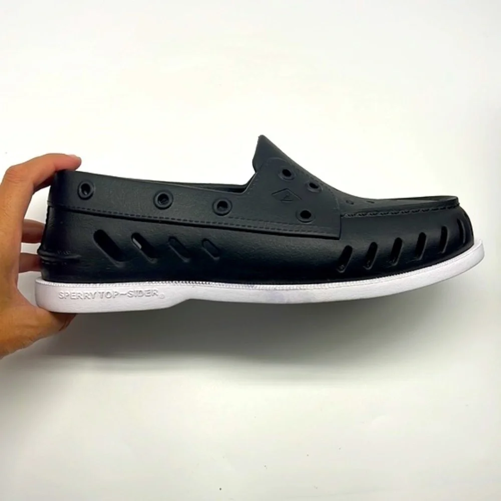 SPERRY - Top - Sider Rubber Black Boat Shoes With Non Marking Mens 6 or Women 8